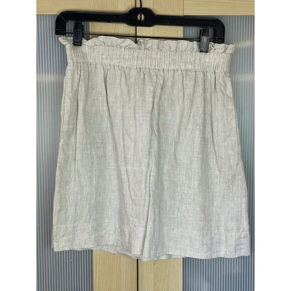 J. Crew Dresses & Skirts - J.CREW Linen Skirt Womens Sz 4 Beige Paperbag A Line Lined Summer Travel Beach